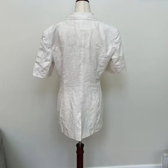 EUDON CHOI Women's Short Sleeve Linen Blazer Size 10 In Off-White - Picture 6 of 11
